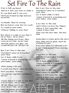 Adele Set fire to the rain lyrics