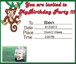 free printable monkey birthday invitation