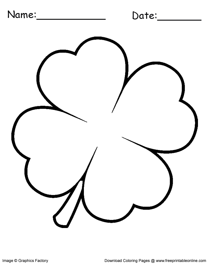Clover leaf St. Patrick's Day coloring page
