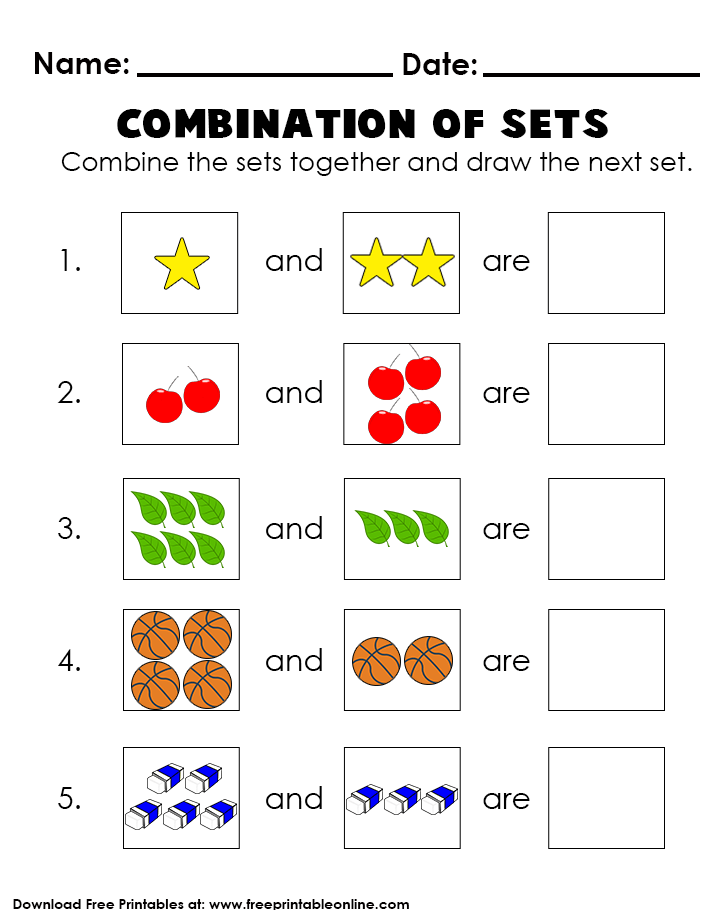 Combination of sets - combine the number of sets together and draw the next set