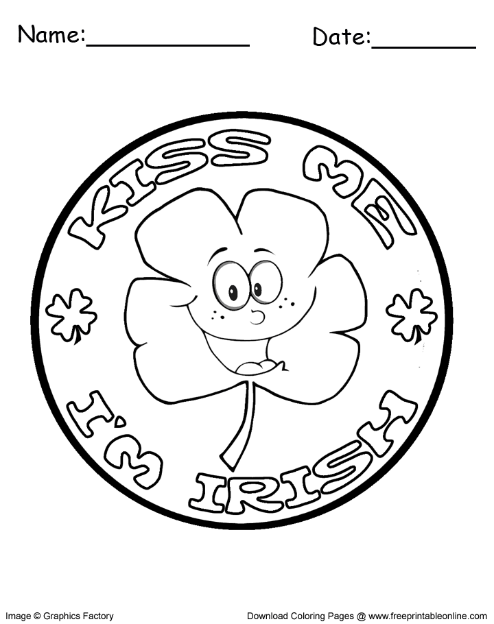 kiss me Irish St. Patrick's Day coloring page