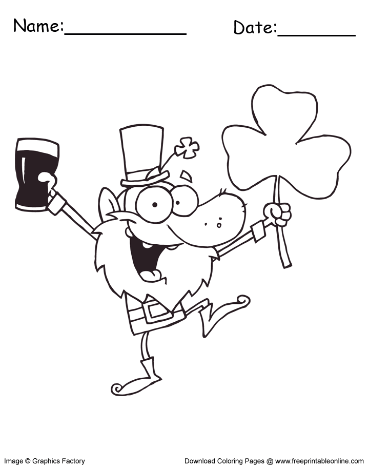 Leaping Leprechaun St. Patrick's Day coloring page