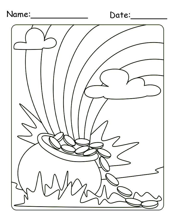 pot of gold St. Patrick's Day coloring page
